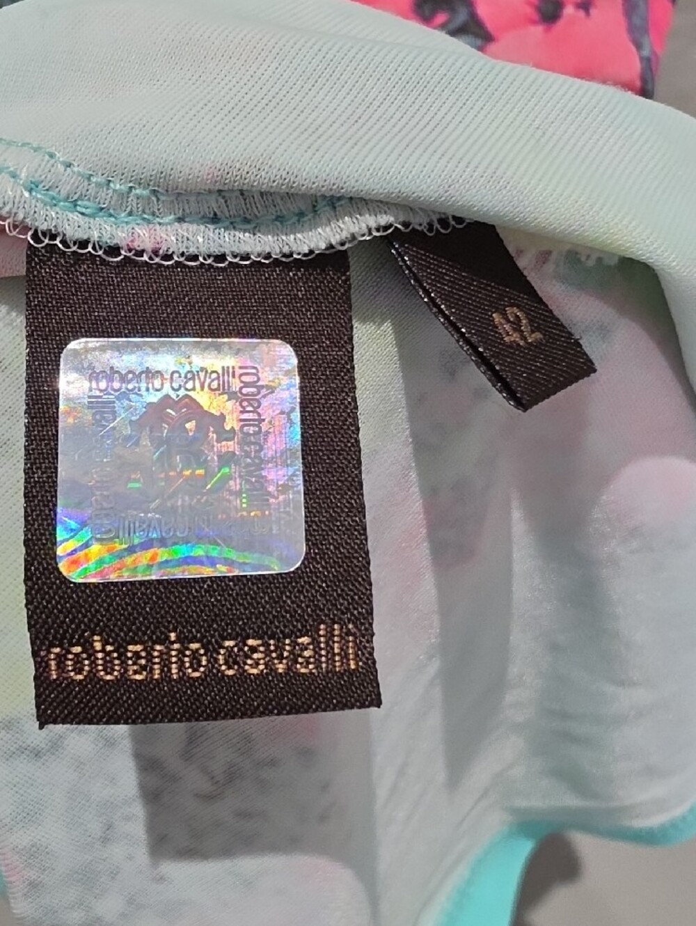 Roberto Cavalli Aqua Floral V-Neck Short Sleeve Tunic - Picture 2 of 9